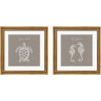 Framed 'Underwater Life Greige 2 Piece Framed Art Print Set' border=