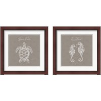 Framed 'Underwater Life Greige 2 Piece Framed Art Print Set' border=