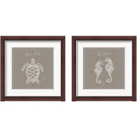 Framed 'Underwater Life Greige 2 Piece Framed Art Print Set' border=