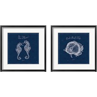 Framed 'Underwater Life Navy 2 Piece Framed Art Print Set' border=