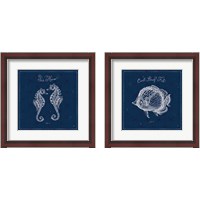 Framed 'Underwater Life Navy 2 Piece Framed Art Print Set' border=