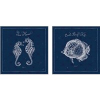 Framed 'Underwater Life Navy 2 Piece Art Print Set' border=