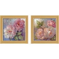 Framed 'Roses on Blue 2 Piece Framed Art Print Set' border=