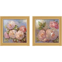 Framed 'Roses on Blue 2 Piece Framed Art Print Set' border=