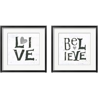 Framed 'Gray Hearts 2 Piece Framed Art Print Set' border=