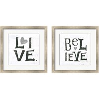 Framed 'Gray Hearts 2 Piece Framed Art Print Set' border=