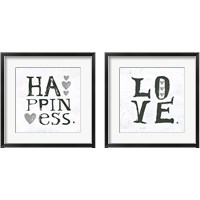 Framed 'Gray Hearts 2 Piece Framed Art Print Set' border=