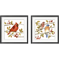 Framed 'Birds & Berries 2 Piece Framed Art Print Set' border=