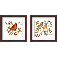 Framed 'Birds & Berries 2 Piece Framed Art Print Set' border=