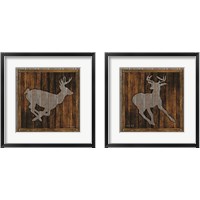 Framed 'Deer Running 2 Piece Framed Art Print Set' border=