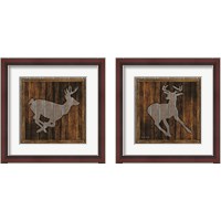 Framed 'Deer Running 2 Piece Framed Art Print Set' border=