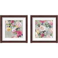 Framed 'Cascade of Roses 2 Piece Framed Art Print Set' border=