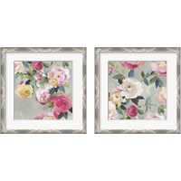 Framed 'Cascade of Roses 2 Piece Framed Art Print Set' border=