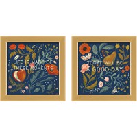 Framed 'Blue Botanical 2 Piece Framed Art Print Set' border=