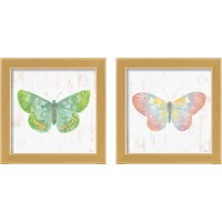 Framed 'White Barn Butterflies 2 Piece Framed Art Print Set' border=