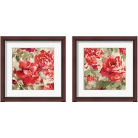 Framed 'Red Modern Peonies 2 Piece Framed Art Print Set' border=