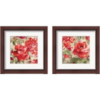 Framed 'Red Modern Peonies 2 Piece Framed Art Print Set' border=