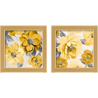 Framed 'Yellow and Gray Floral Delicate 2 Piece Framed Art Print Set' border=