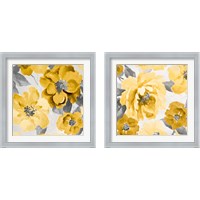 Framed 'Yellow and Gray Floral Delicate 2 Piece Framed Art Print Set' border=