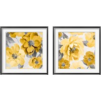 Framed 'Yellow and Gray Floral Delicate 2 Piece Framed Art Print Set' border=