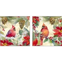 Framed 'Cardinal and Pinecones 2 Piece Art Print Set' border=