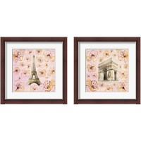 Framed 'Golden Paris on Floral 2 Piece Framed Art Print Set' border=