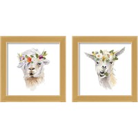 Framed 'Floral Llama 2 Piece Framed Art Print Set' border=