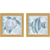 Framed 'Azure Sea Creatures  2 Piece Framed Art Print Set' border=