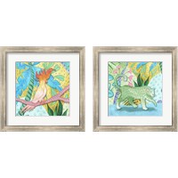 Framed 'Playful Jungle with Cheetah 2 Piece Framed Art Print Set' border=