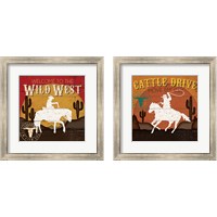 Framed 'Cattle Drive 2 Piece Framed Art Print Set' border=