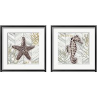 Framed 'Gray Gold Chevron Sea Life 2 Piece Framed Art Print Set' border=