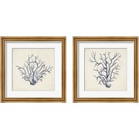 Framed 'Coral Trio in Indigo 2 Piece Framed Art Print Set' border=