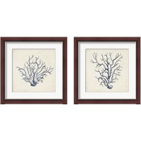 Framed 'Coral Trio in Indigo 2 Piece Framed Art Print Set' border=