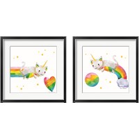 Framed 'Rainbow Caticorn 2 Piece Framed Art Print Set' border=