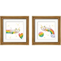 Framed 'Rainbow Caticorn 2 Piece Framed Art Print Set' border=