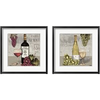 Framed 'Uncork Wine and Grapes 2 Piece Framed Art Print Set' border=