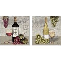 Framed 'Uncork Wine and Grapes 2 Piece Art Print Set' border=