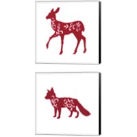 Framed 'Holiday Animal 2 Piece Canvas Print Set' border=