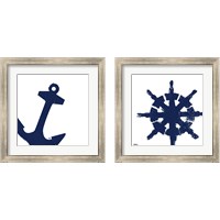 Framed 'Coastal Navy on White 2 Piece Framed Art Print Set' border=