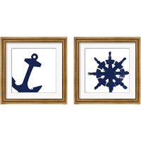 Framed 'Coastal Navy on White 2 Piece Framed Art Print Set' border=