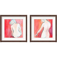 Framed 'Female Watercolor Figure 2 Piece Framed Art Print Set' border=