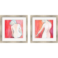 Framed 'Female Watercolor Figure 2 Piece Framed Art Print Set' border=