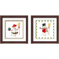 Framed 'Christmas Snowman 2 Piece Framed Art Print Set' border=