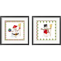 Framed 'Christmas Snowman 2 Piece Framed Art Print Set' border=