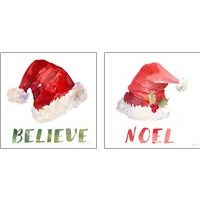 Framed 'Holiday Hat Sentiment 2 Piece Art Print Set' border=