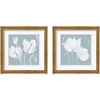 Framed 'White Floral Sway 2 Piece Framed Art Print Set' border=