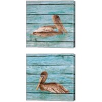 Framed 'Wood Pelican 2 Piece Canvas Print Set' border=