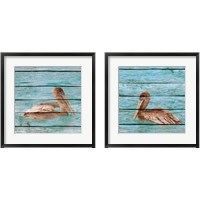 Framed 'Wood Pelican 2 Piece Framed Art Print Set' border=