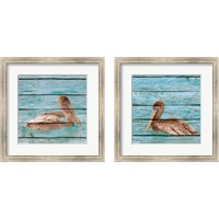 Framed 'Wood Pelican 2 Piece Framed Art Print Set' border=