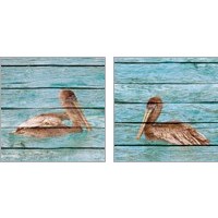 Framed 'Wood Pelican 2 Piece Art Print Set' border=